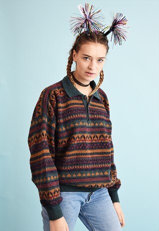 90'S RETRO FAIR ISLE KNIT OVERSIZED DADS CHRISTMAS JUMPER
