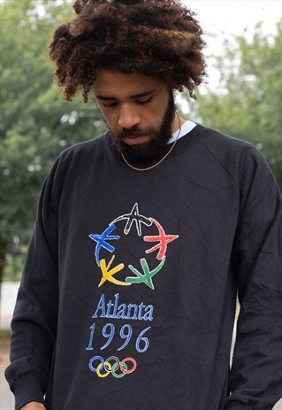 VINTAGE 90S ATLANTA 1996 BIG LOGO SWEATSHIRT IN BLACK