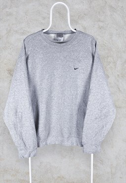 Vintage Grey Nike Sweatshirt Embroidered Swoosh Mens XXL