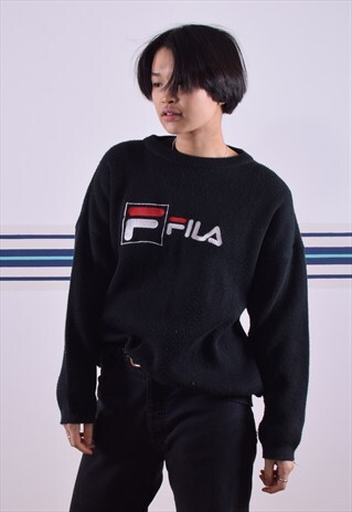 BLACK KNITTED FILA JUMPER