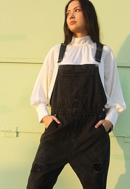 Casual Fit Black Dungarees 