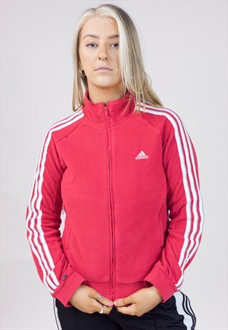 VINTAGE ADIDAS RED ZIP UP SWEATSHIRT
