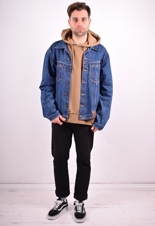MENS VINTAGE DENIM JACKET LARGE BLUE 90'S