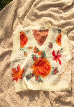 Rose Paint Style Sweater Vest