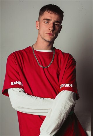 BANKSIDE PRINTED SLEEVE T-SHIRT RED