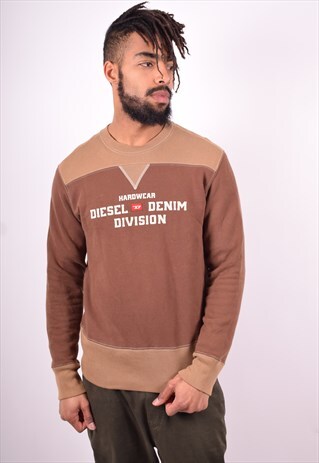 DIESEL MENS VINTAGE SWEATSHIRT JUMPER MEDIUM BROWN 90'S