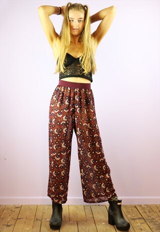 FLOWER FAN CHIFFON CROP PANTS
