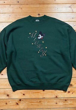 Vintage Mickey Mouse 1990s green sweatshirt XL embroidered 