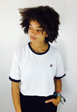 FILA WHITE LINE CROPPED T SHIRT