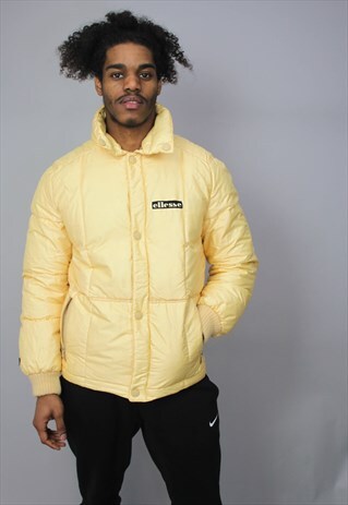 VINTAGE ELLESSE YELLOW GOLD SHELL PUFFER PADDED JACKET