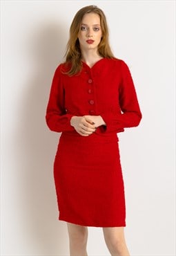 Christian Dior Boutique red woman skirt blazer suit 7788