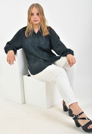 VINTAGE 80S BLOUSE IN BLACK