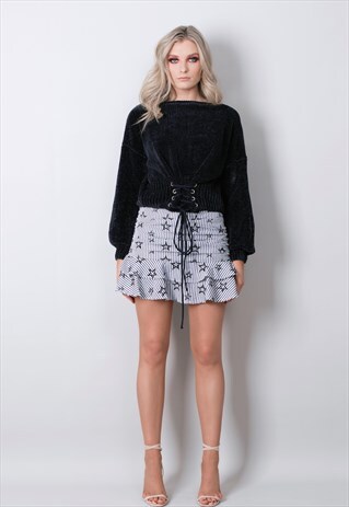 OVERSIZED JUMPER IN NAVY WITH DRAWSTRING TIE