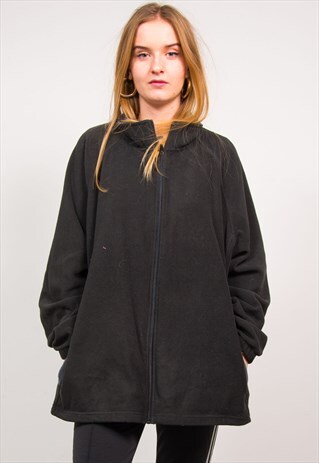VINTAGE 90'S STARTER PLAIN BLACK FLEECE JACKET