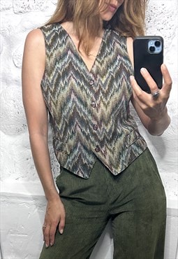 Vintage 80s Boho Tapestry Vintage Vest - Small