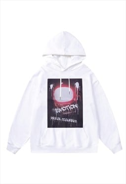 Emotion hoodie retro print pullover raver top emo jumper