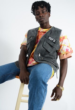 YIFY UTILITY VEST JACKET IN BLACK