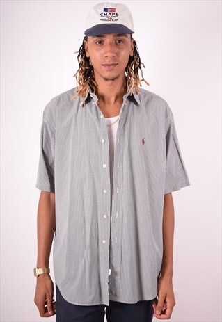 RALPH LAUREN MENS VINTAGE SHIRT LARGE BLACK CHECK 90S