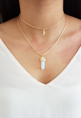 NATURAL CREAM STONE DAINTY NECKLACE