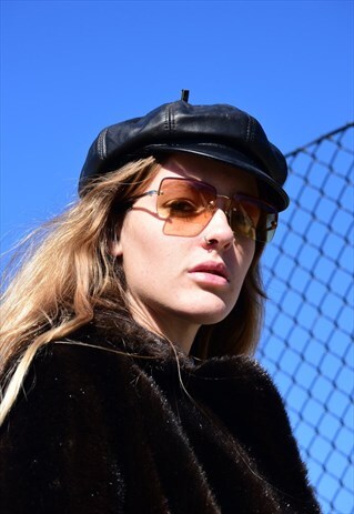 VINTAGE FAUX LEATHER BIKER CAP