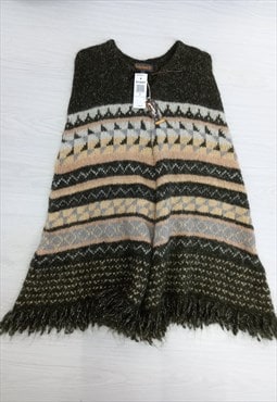 Timberland Wool Patterned Poncho Green Multi