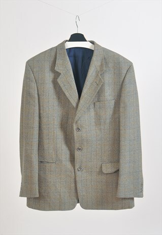 VINTAGE 90S CHECKED TWEED BLAZER JACKET