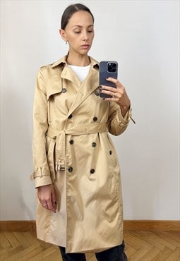 Vintage Massimo Dutti  Beige Cotton Trench Coat