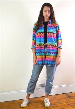 1990S VINTAGE USA RAINBOW PATTERN LONG SLEEVE SHIRT