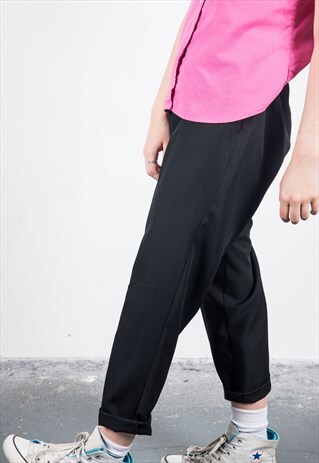 VINTAGE 1990S BLACK HIGH-WAISTED TROUSERS