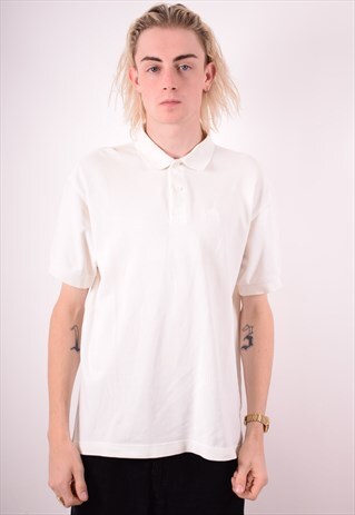 ELLESSE MENS VINTAGE POLO SHIRT LARGE WHITE 90S