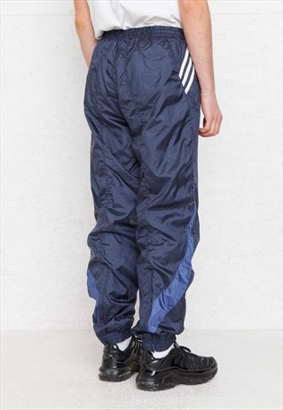 VINTAGE RETRO NAVY ADIDAS TRACK BOTTOMS JOGGERS