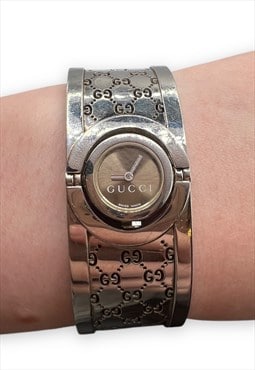 Vintage Gucci swirl watch Bracelet Silver tone GG monogram