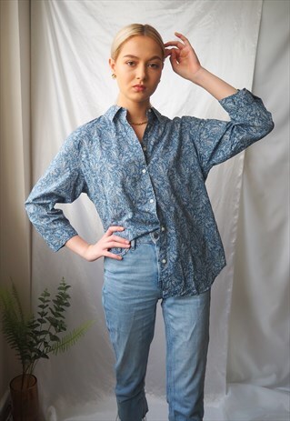 VINTAGE RALPH LAUREN BLUE FLORAL SHIRT