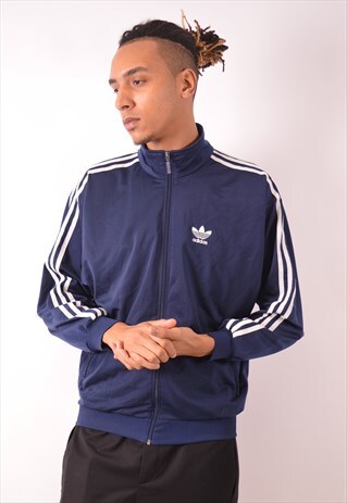 ADIDAS MENS VINTAGE TRACKSUIT TOP JACKET MEDIUM BLUE 90S