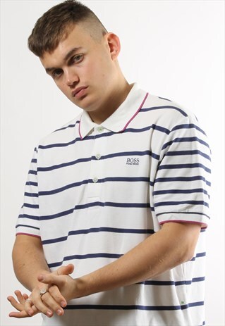 VINTAGE HUGO BOSS STRIPED POLO SHIRT