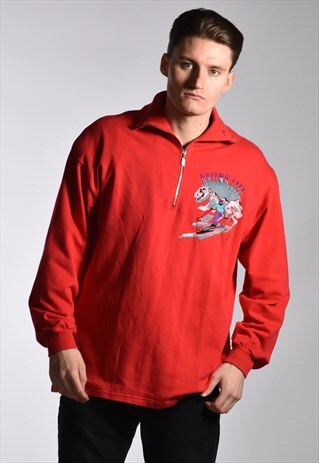 VINTAGE 80S QUARTER-ZIP SKIING LIFE SKI SWEATSHIRT