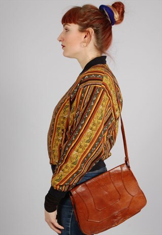 VINTAGE 70S BROWN LEATHER SHOULDER BAG