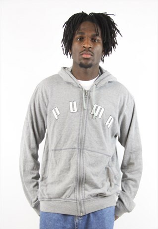 VINTAGE PUMA GREY ZIP-UP HOODIE