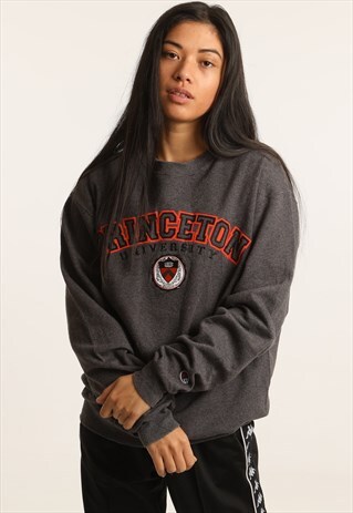 VINTAGE CHAMPION EMBROIDERED COLLEGE SWEATSHIRT