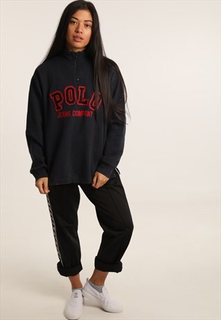 VINTAGE POLO RALPH LAUREN EMBROIDERED 1/4 ZIP SWEATSHIRT