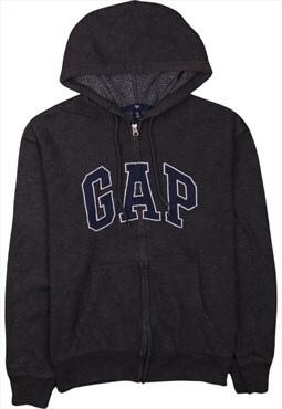 Vintage 90's Gap Hoodie Spellout Full Zip Up Grey Medium