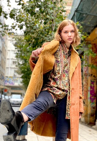 VINTAGE 80'S ORAGNE COZY COAT