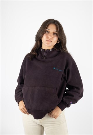 CHAMPION OVERSIZED VINTAGE SPELL-OUT HOODIE IN BLACK
