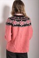 VINTAGE JAZZY ABSTRACT CRAZY PATTERNED CARDIGAN PINK