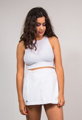 VINTAGE 90'S LACOSTE WHITE WRAP AROUND MINI TENNIS SKIRT