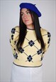 VINTAGE ARGYLE SWEATER (S) VINTAGE PASTEL JUMPER GOLF PREP