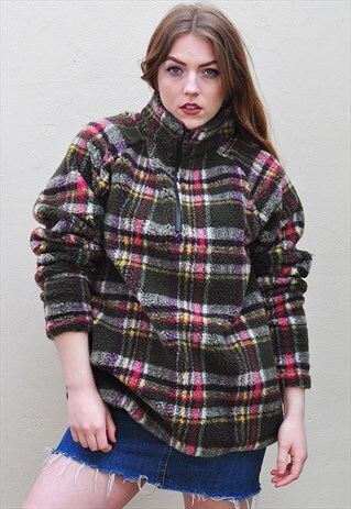 VINTAGE OVERSIZED 1/4 ZIP FLEECE SWEATER TOP