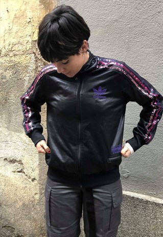 RARE ADIDAS VINTAGE JACKET BLACK BRIGHTNESS SEQUINS