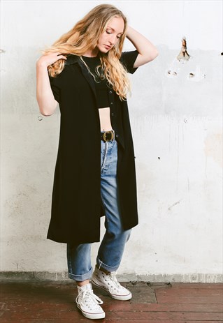 VINTAGE 90S BLACK DUSTER COAT