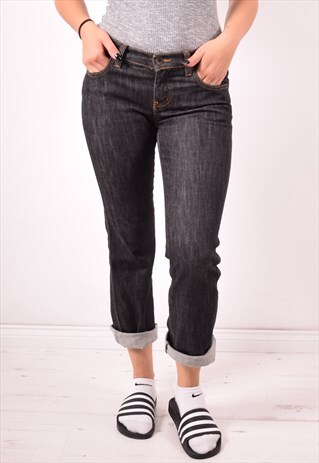 MOSCHINO WOMENS VINTAGE JEANS W27 L28 BLACK 90S